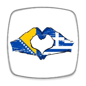Bosnia Greece Flag Hands Heart Shape Used - Square fridge magnet - white - Front