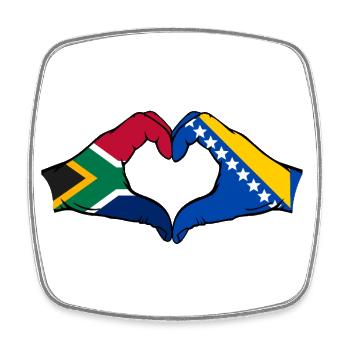 Südafrika Bosnien Flagge Hände Herzform - Viereckiger Kühlschrankmagnet - Weiß - Vorne