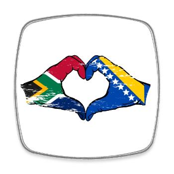 Südafrika Bosnien Flagge Hände Herzform used - Viereckiger Kühlschrankmagnet - Weiß - Vorne