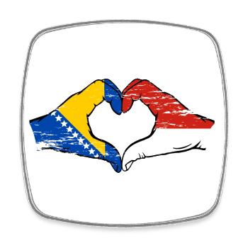 Bosnien Indonesien Flagge Hände Herzform used - Viereckiger Kühlschrankmagnet - Weiß - Vorne