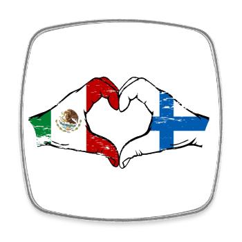 Mexiko Finnland Flagge Hände Herzform used - Viereckiger Kühlschrankmagnet - Weiß - Vorne