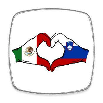 Mexiko Slowenien Flagge Hände Herzform - Viereckiger Kühlschrankmagnet - Weiß - Vorne