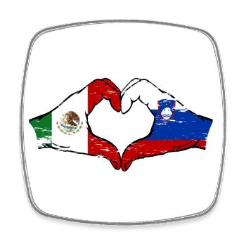 Mexique Slovénie drapeau mains forme de coeur utilisé - Magnet carré - blanc - Devant