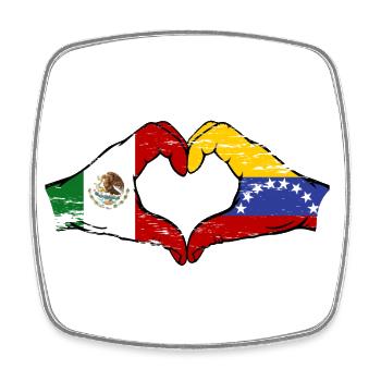 Mexique Venezuela drapeau mains forme de coeur utilisé - Magnet carré - blanc - Devant