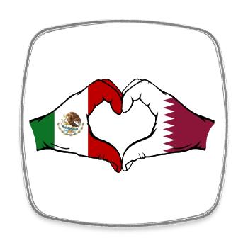 Mexiko Katar Flagge Hände Herzform - Viereckiger Kühlschrankmagnet - Weiß - Vorne