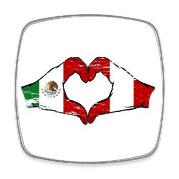 Mexiko Peru Flagge Hände Herzform used - Viereckiger Kühlschrankmagnet - Weiß - Vorne