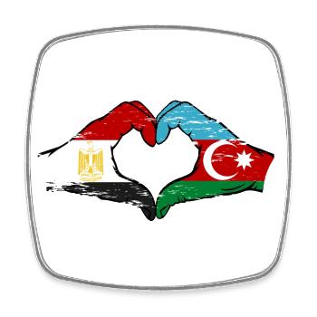 Egypt Azerbaijan Flag Hands Heart Shape Used - Square fridge magnet - white - Front