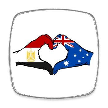 Egypt Australia Flag Hands Heart Shape - Square fridge magnet - white - Front