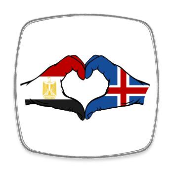 Egypt Iceland Flag Hands Heart Shape - Square fridge magnet - white - Front
