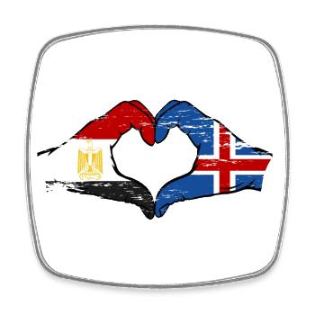Egypt Iceland flag hands heart shape used - Square fridge magnet - white - Front