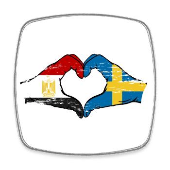 Egypt Sweden Flag Hands Heart Shape Used - Square fridge magnet - white - Front