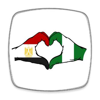 Égypte Nigeria Drapeau Mains Coeur Forme - Magnet carré - blanc - Devant