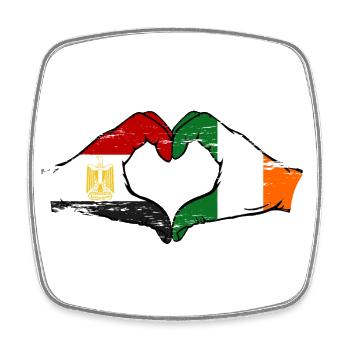 Egypte Irlande Drapeau Mains Coeur Forme Utilisé - Magnet carré - blanc - Devant