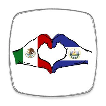 Mexiko El Salvador Flagge Hände Herzform - Viereckiger Kühlschrankmagnet - Weiß - Vorne