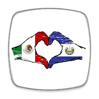 Mexique El Salvador Drapeau Mains Coeur Forme Utilisé - Magnet carré - blanc - Devant