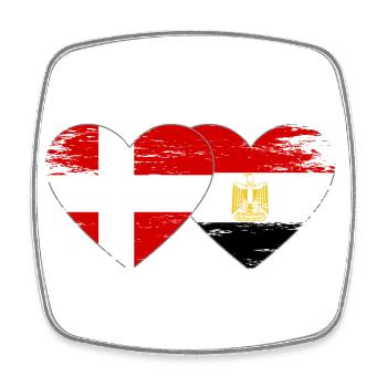 Denmark Egypt Flag Hands Heart Shape Used - Square fridge magnet - white - Front