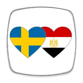 Suède Égypte Drapeau Mains Coeur Forme - Magnet carré - blanc - Devant