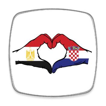 Egypt Croatia Flag Hands Heart Shape - Square fridge magnet - white - Front