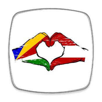Seychelles Austria flag hands heart shape used - Square fridge magnet - white - Front