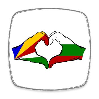 Seychelles Bulgarie Drapeau Mains Coeur Forme - Magnet carré - blanc - Devant