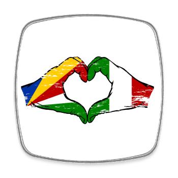 Seychelles Italy Flag Hands Heart Shape Used - Square fridge magnet - white - Front