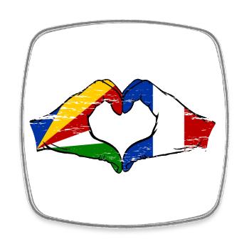 Seychelles France Drapeau Mains Coeur Forme Utilisé - Magnet carré - blanc - Devant