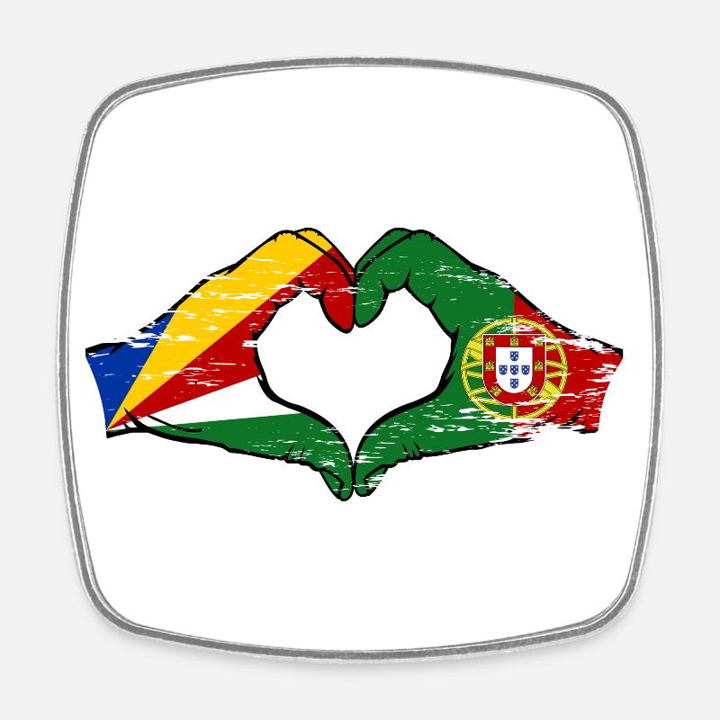 Seychelles Portugal Drapeau Mains Coeur Forme Utilisé - Magnet carré - blanc