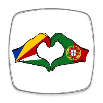 Seychelles Portugal Drapeau Mains Coeur Forme - Magnet carré - blanc - Devant