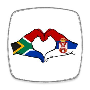 Südafrika Serbien Flagge Hände Herzform - Viereckiger Kühlschrankmagnet - Weiß - Vorne