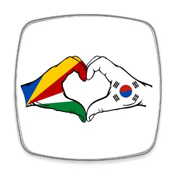 Seychelles Corée du Sud Drapeau Mains Coeur Forme - Magnet carré - blanc - Devant