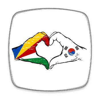 Seychelles Corée du Sud drapeau mains forme de coeur utilisé - Magnet carré - blanc - Devant