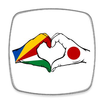 Seychelles Japon Drapeau Mains Coeur Forme - Magnet carré - blanc - Devant