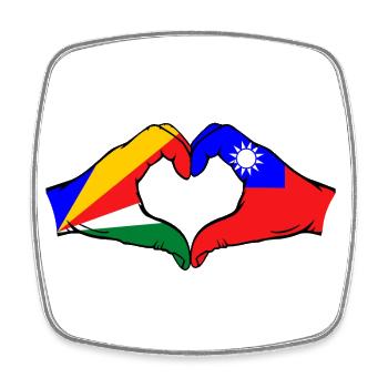 Seychelles Taiwan Drapeau Mains Coeur Forme - Magnet carré - blanc - Devant