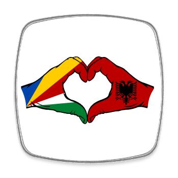 Seychelles Albanie Drapeau Mains Coeur Forme - Magnet carré - blanc - Devant