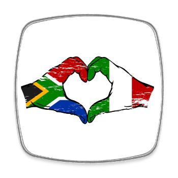 Afrique du Sud Italie Drapeau Mains Coeur Forme Utilisé - Magnet carré - blanc - Devant