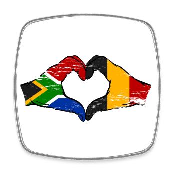 Afrique du Sud Belgique Drapeau Mains Coeur Forme Utilisé - Magnet carré - blanc - Devant