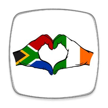 Südafrika Irland Flagge Hände Herzform - Viereckiger Kühlschrankmagnet - Weiß - Vorne