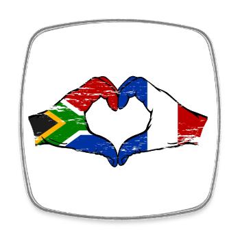 Afrique du Sud France Drapeau Mains Coeur Forme Utilisé - Magnet carré - blanc - Devant