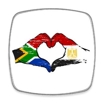 South Africa Egypt Flag Hands Heart Shape Used - Square fridge magnet - white - Front