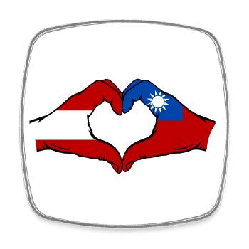 Autriche Taïwan Drapeau Mains Coeur Forme - Magnet carré - blanc - Devant