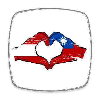 Autriche Taiwan drapeau mains forme de coeur utilisé - Magnet carré - blanc - Devant
