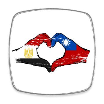 Égypte Taïwan drapeau mains forme de coeur utilisé - Magnet carré - blanc - Devant