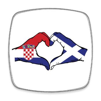 Kroatien Schottland Flagge Hände Herzform - Viereckiger Kühlschrankmagnet - Weiß - Vorne