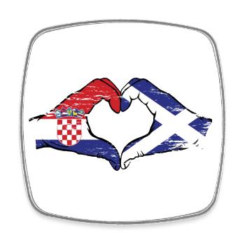 Croatie Ecosse drapeau mains forme de coeur utilisé - Magnet carré - blanc - Devant