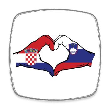 Kroatien Slowenien Flagge Hände Herzform - Viereckiger Kühlschrankmagnet - Weiß - Vorne