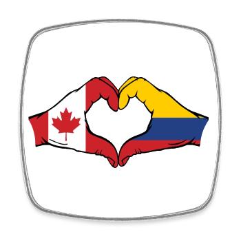 Kanada Kolumbien Flagge Hände Herzform - Viereckiger Kühlschrankmagnet - Weiß - Vorne