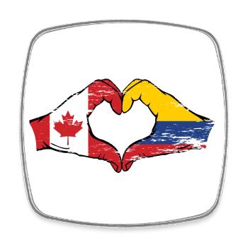 Canada Colombie drapeau mains coeur utilisé - Magnet carré - blanc - Devant