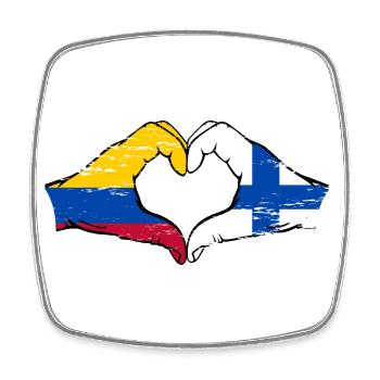 Colombie Finlande Drapeau Mains Coeur Forme Utilisé - Magnet carré - blanc - Devant