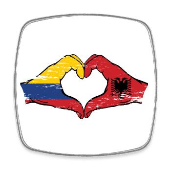 Colombie Albanie drapeau mains forme de coeur utilisé - Magnet carré - blanc - Devant