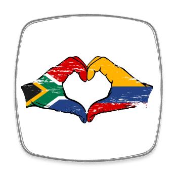 Südafrika Kolumbien Flagge Hände Herzform used - Viereckiger Kühlschrankmagnet - Weiß - Vorne